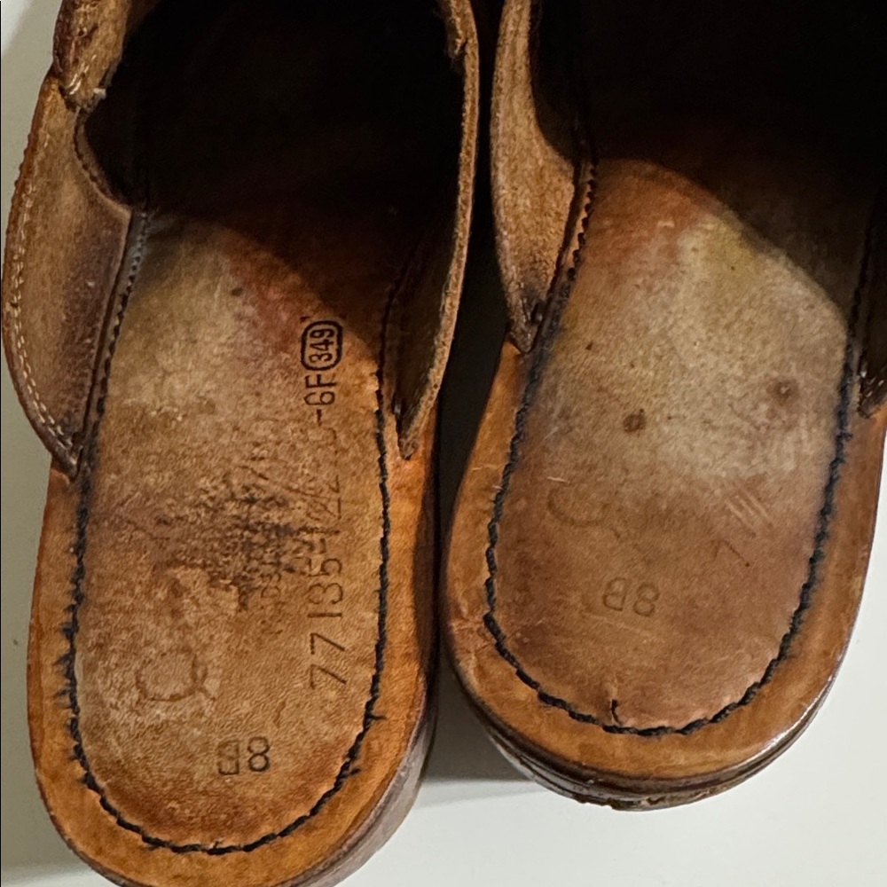Brown Leather Women's Clogs - Picture 14 of 16